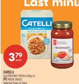 Shoppers Drug Mart CATELLI GLUTEN FREE PASTA (340g) or PC PASTA SAUCE offer
