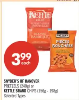 Shoppers Drug Mart SNYDER'S OF HANOVER PRETZELS (240g) or KETTLE BRAND CHIPS (156g - 198g) offer