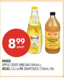 Shoppers Drug Mart BRAGG APPLE CIDER VINEGAR (946mL), BECEL (1L) or PC GRAPESEED (750mL) OIL offer