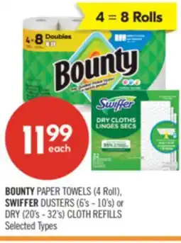 Shoppers Drug Mart BOUNTY PAPER TOWELS (4 Roll), SWIFFER DUSTERS (6's - 10's) or DRY (20's - 32's) CLOTH REFILLS offer