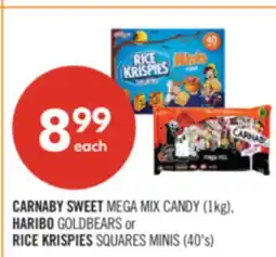 Shoppers Drug Mart CARNABY SWEET MEGA MIX CANDY (1kg), HARIBO GOLDBEARS or RICE KRISPIES SQUARES MINIS (40's) offer