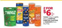 Rexall TWIGZ 130g or LAY'S Stax or DORITOS, CHEETOS, FUNYUNS or SUNCHIPS Minis 81g-163g offer