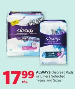 Rexall ALWAYS Discreet Pads or Liners offer