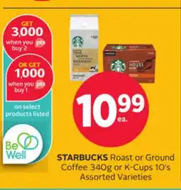 Rexall STARBUCKS Roast or Ground Coffee 340g or K-Cups 10's offer