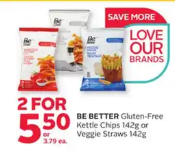 Rexall BE BETTER Gluten-Free Kettle Chips 142g or Veggie Straws 142g offer