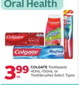 Rexall COLGATE Toothpaste 40mL-150mL or Toothbrushes offer