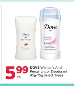 Rexall DOVE Women's Anti- Perspirant or Deodorant offer