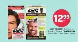 Rexall JUST FOR MEN Comb-In or Touch of Grey or CONTROL GX Men's Hair Colour offer