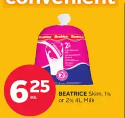 Rexall BEATRICE Skim, 1% or 2% 4L Milk offer