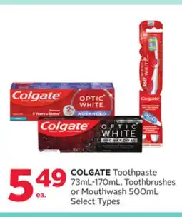 Rexall COLGATE Toothpaste 73mL-170mL, Toothbrushes or Mouthwash 500mL offer