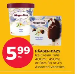 Rexall HÄAGEN-DAZS Ice Cream Tubs 400mL-450mL or Bars 3's or 4's offer