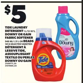 Independent City Market TIDE LAUNDRY DETERGENT 1 L/12-16'S, DOWNY OR GAIN FABRIC SOFTENER, 946 ML-1.31 L OR BEADS 141 G offer
