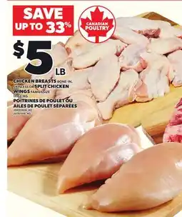Independent City Market CHICKEN BREASTS BONE-IN, SKINLESS OR SPLIT CHICKEN WINGS FAMILY SIZE offer