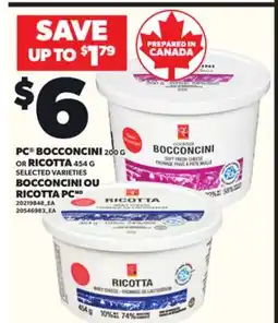 Independent City Market PC BOCCONCINI, 200 G OR RICOTTA, 454 G offer
