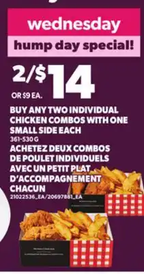 Independent City Market BUY ANY TWO INDIVIDUAL CHICKEN COMBOS WITH ONE SMALL SIDE EACH, 361-530 G offer