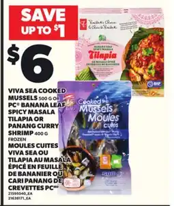 Independent City Market VIVA SEA COOKED MUSSELS, 500 G OR PC BANANA LEAF SPICY MASALA TILAPIA OR PANANG CURRY SHRIMP, 400 G offer