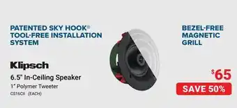 Visions Electronics klipsch 6.5 In-Ceiling Speaker offer