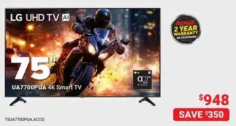 Visions Electronics LG 75 UA7700PUA 4K Smart TV offer
