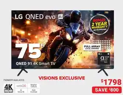 Visions Electronics LG 75 QNED evo AI 4K Smart TV offer