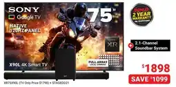 Visions Electronics Sony X90L 4K Smart TV 75 NATIVE 120HZ PANEL 2.1-Channel Soundbar System offer