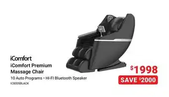 Visions Electronics iComfort Premium Massage Chair offer