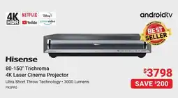 Visions Electronics Hisense k80-150 Trichroma 4K Laser Cinema Projector offer
