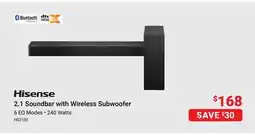 Visions Electronics Hisense 2.1 Soundbar with Wireless Subwoofer offer