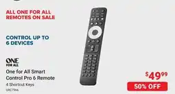 Visions Electronics One for All Smart Control Pro 6 Remote offer
