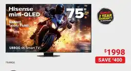 Visions Electronics HISENSE 75 U88QG 4K Smart TV mini-QLED NATIVE 144Hz PANEL offer