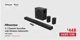 Visions Electronics 5.1 Channel Soundbar with Wireless Subwoofer offer