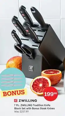 Kitchen Stuff Plus 7 Pc. ZWILLING Tradition Knife Block Set with Bonus Steak Knives offer