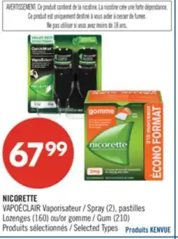 Pharmaprix NICORETTE VAPOÉCLAIR Spray (2), Lozenges (160) or Gum (210) offer