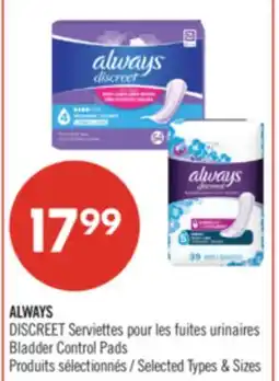 Pharmaprix ALWAYS DISCREET Bladder Control Pads offer