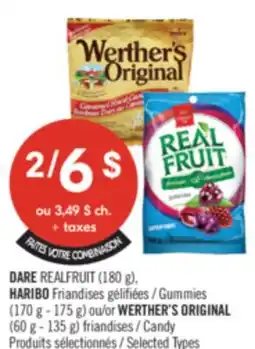Pharmaprix DARE REALFRUIT (180 g), HARIBO Gummies (170 g - 175 g) or WERTHER'S ORIGINAL (60 g - 135 g) Candy offer