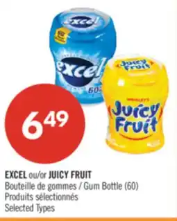 Pharmaprix EXCEL or JUICY FRUIT Gum Bottle (60) offer