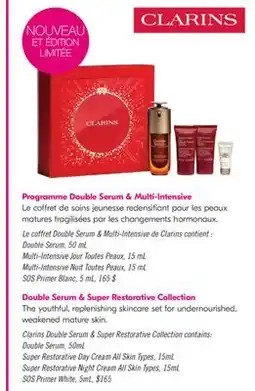 Pharmaprix Clarins Double Serum & Super Restorative Collection contains offer