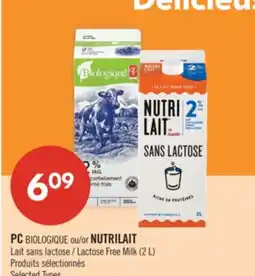 Pharmaprix PC BIOLOGIQUE or NUTRILAIT Lactose Free Milk offer