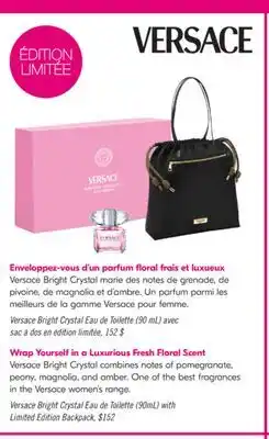 Pharmaprix Versace Bright Crystal Eau de Toilette (90mL) with Limited Edition Backpack offer