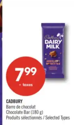 Pharmaprix CADBURY Chocolate Bar offer