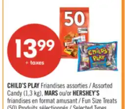Pharmaprix CHILD'S PLAY Assorted Candy (1,3 kg), MARS or HERSHEY'S Fun Size Treats (50) offer