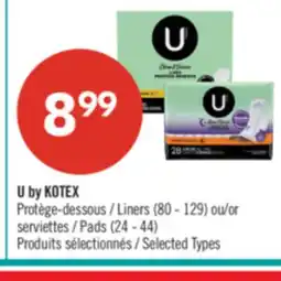 Pharmaprix U by KOTEX Liners (80 - 129) or Pads (24 - 44) offer