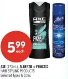 Shoppers Drug Mart Axe and alberto or fructis hair styling products offer