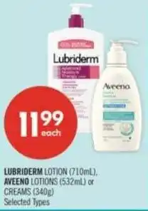 Shoppers Drug Mart Lubriderm lotion and aveeno lotions or creams offer