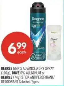 Shoppers Drug Mart Degree men's advanced dry spray and dove offer