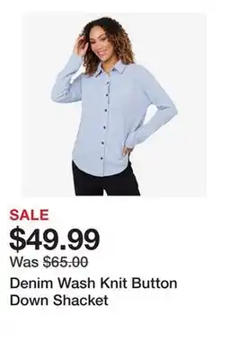 TSC Stores Denim Wash Knit Button Down Shacket offer