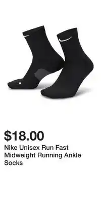 Sport Chek Nike Unisex Run Fast Midweight Running Ankle Socks offer