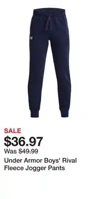 Sport Chek Under Armor Boys' Rival Fleece Jogger Pants offer