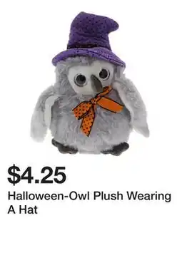 Dollarama Halloween-Owl Plush Wearing A Hat offer