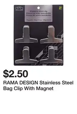 Dollarama RAMA DESIGN Stainless Steel Bag Clip With Magnet offer