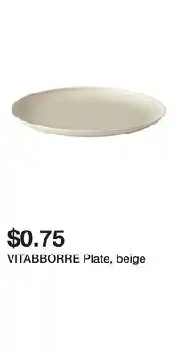 IKEA VITABBORRE Plate, beige offer